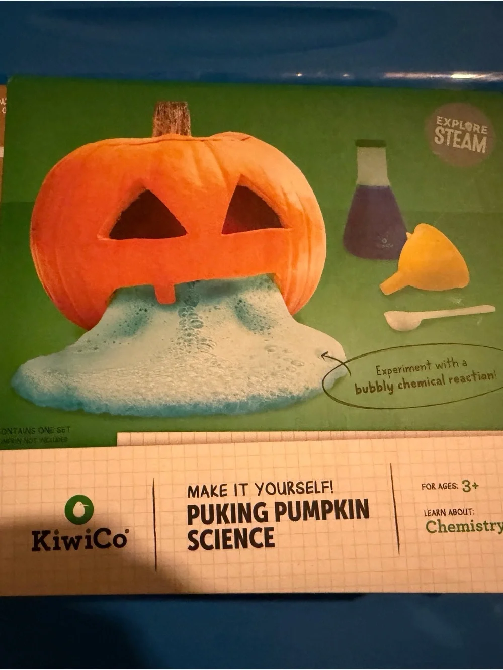 KiwiCo Make It Yourself! Puking Pumpkin Science Kit - Orange and Blue